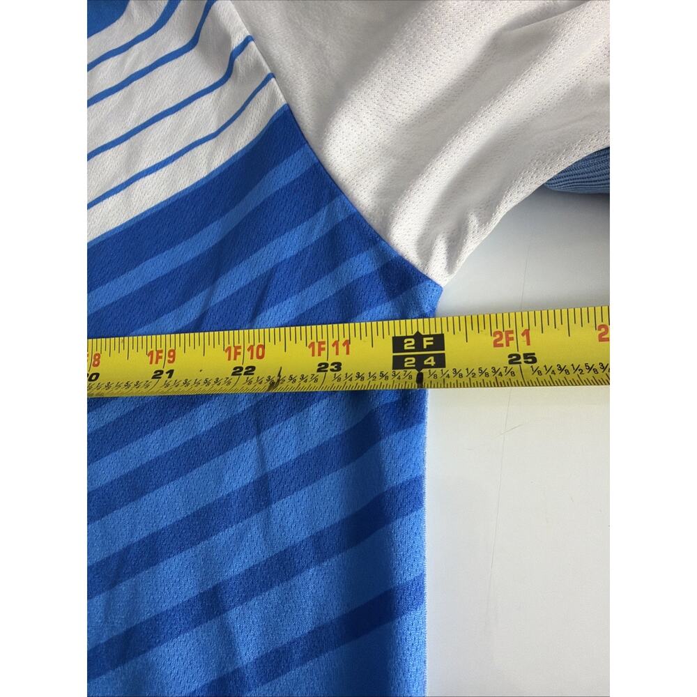 XARA Blue White Striped Athletic Shirt Men's XL Soccer Training Jersey Polyester - Picture 4 of 6